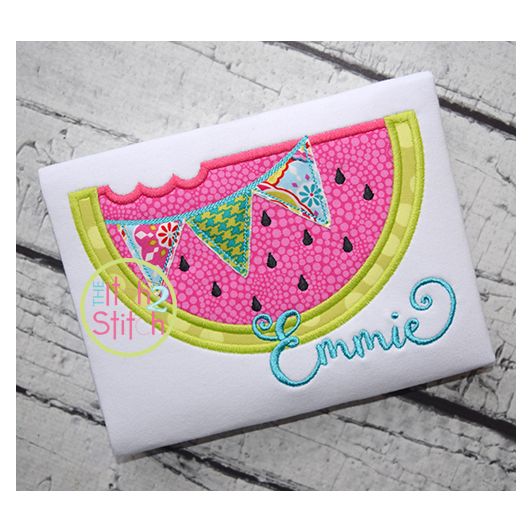 Watermelon Pennant Applique | Machine Embroidery Designs by JuJu