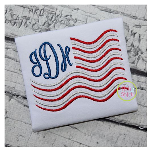 Wavy Monogram Flag Frame Embroidery | Machine Embroidery Designs by JuJu