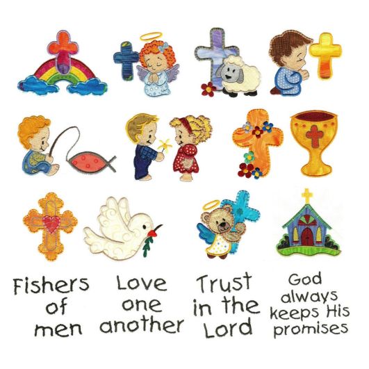 Wee Worship 4x4 Applique Machine Embroidery Designs by JuJu 