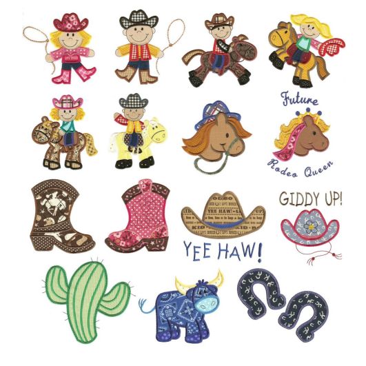 Ride Em Cowboy Applique Machine Embroidery Designs by JuJu 