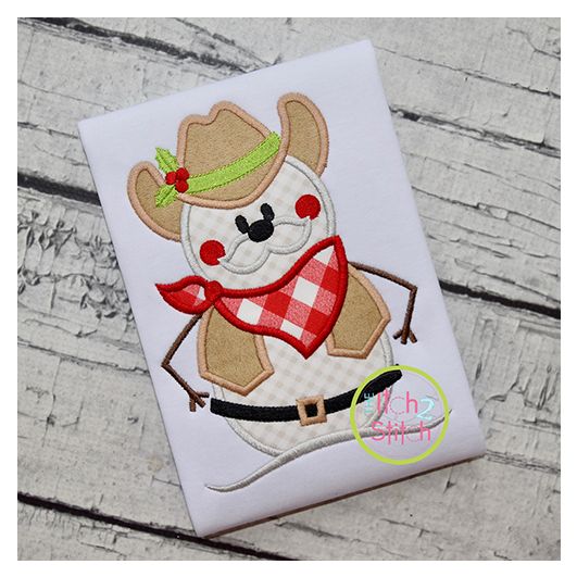 Western Snowman Applique | Machine Embroidery Designs by JuJu