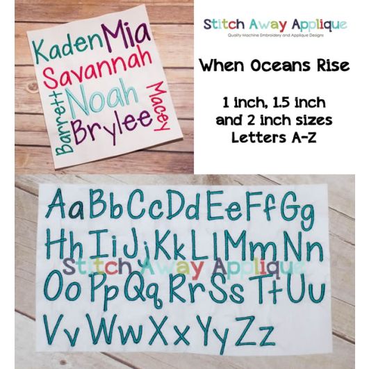 When Oceans Rise Embroidery Font | Machine Embroidery Designs by JuJu
