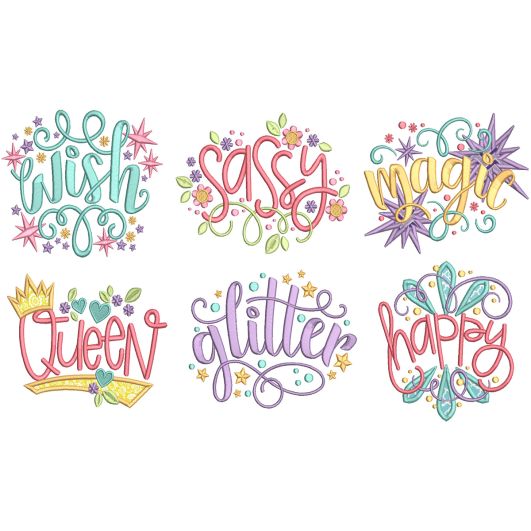 Whimsical Words Machine Embroidery Designs by JuJu
