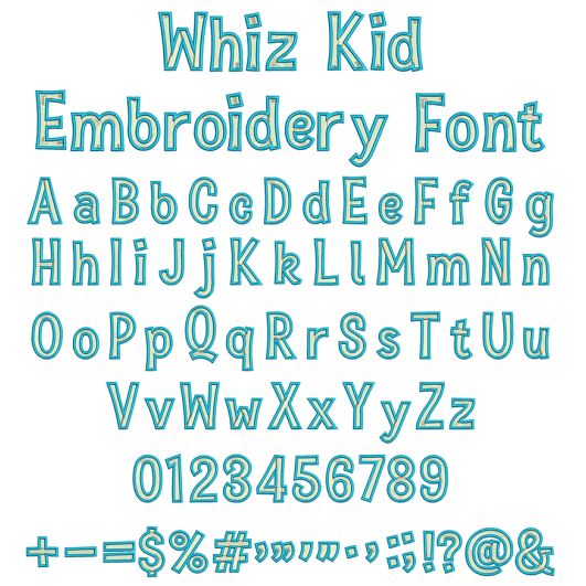 Whiz Kid Embroidery Font | Machine Embroidery Designs by JuJu