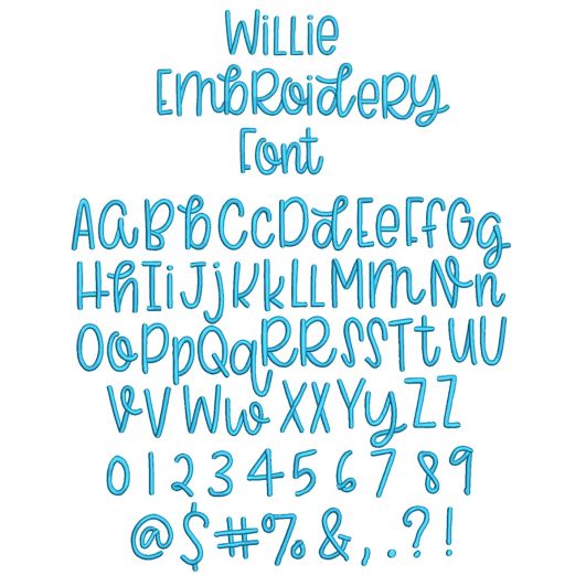Willie Embroidery Font | Machine Embroidery Designs by JuJu