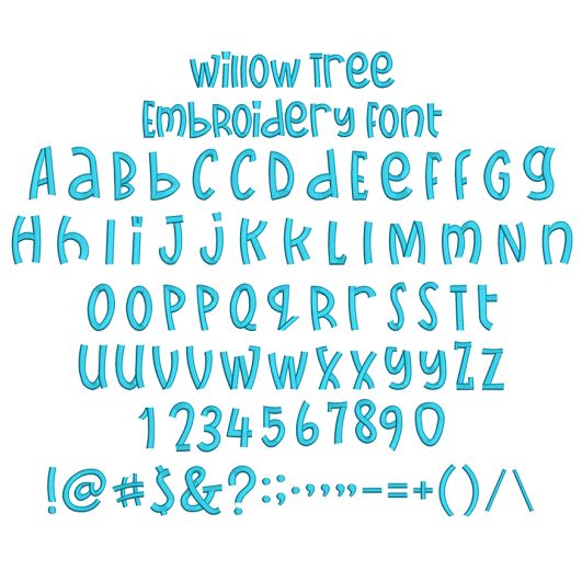Willow Tree Embroidery Font | Machine Embroidery Designs by JuJu