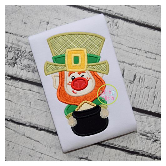 Winking Leprechaun Applique | Machine Embroidery Designs by JuJu