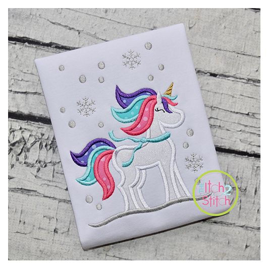 Winter Unicorn Applique | Machine Embroidery Designs by JuJu