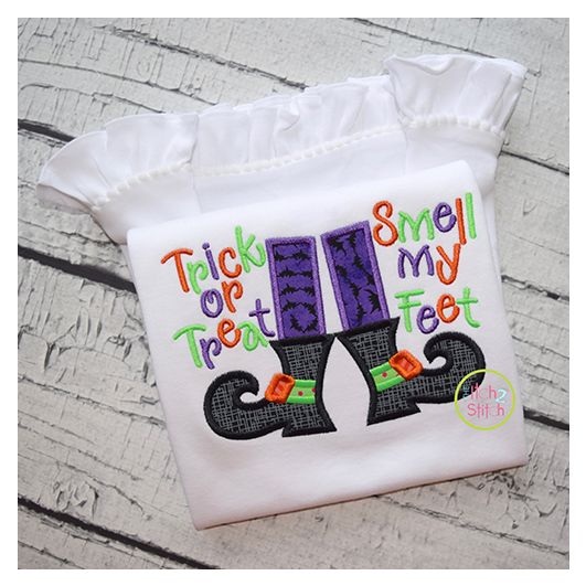 Witch Boots Smell Feet Applique | Machine Embroidery Designs by JuJu