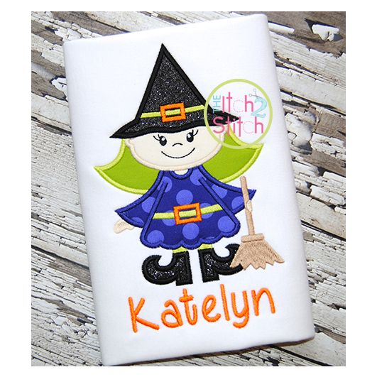 Witch Broom Applique | Machine Embroidery Designs by JuJu