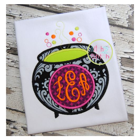Witches Brew Monogram Applique | Machine Embroidery Designs by JuJu