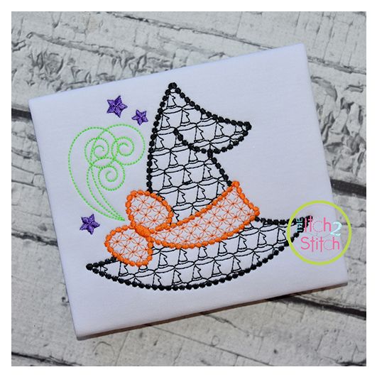 Witch Hat Bow Motif Embroidery | Machine Embroidery Designs by JuJu