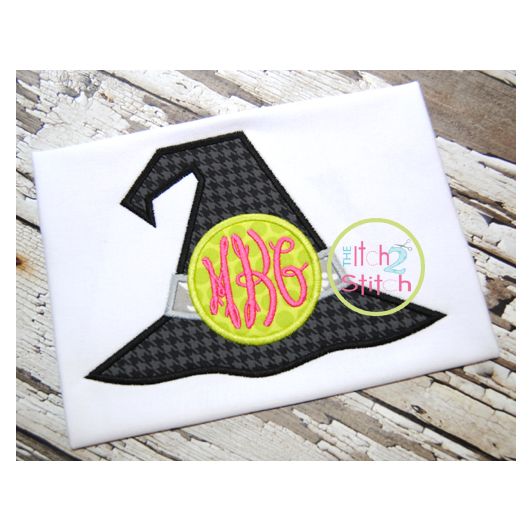 Witch Hat Monogram Applique | Machine Embroidery Designs by JuJu