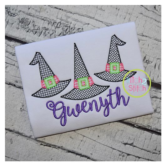 Witch Hat Trio Motif Embroidery | Machine Embroidery Designs by JuJu