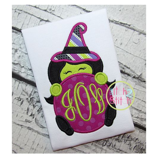 Witch Peeker Applique | Machine Embroidery Designs by JuJu