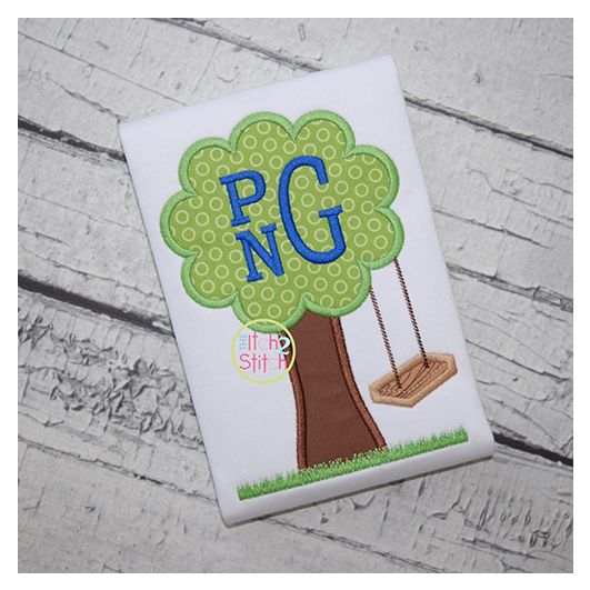 Wooden Swing Tree Applique | Machine Embroidery Designs by JuJu