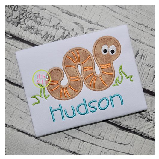 Worm in Grass Applique | Machine Embroidery Designs by JuJu
