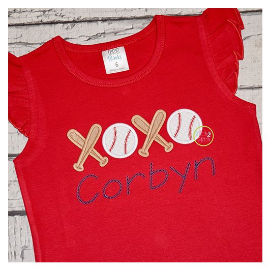 XOXO Baseball Applique | Machine Embroidery Designs by JuJu