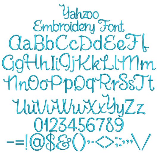 Yahzoo Embroidery Font | Machine Embroidery Designs by JuJu