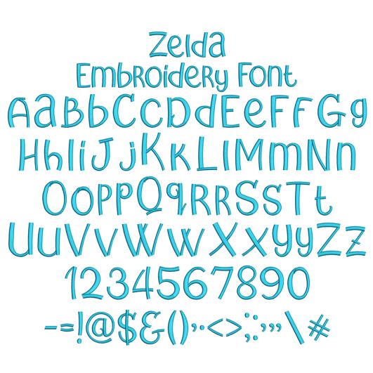 Zelda Embroidery Font | Machine Embroidery Designs by JuJu