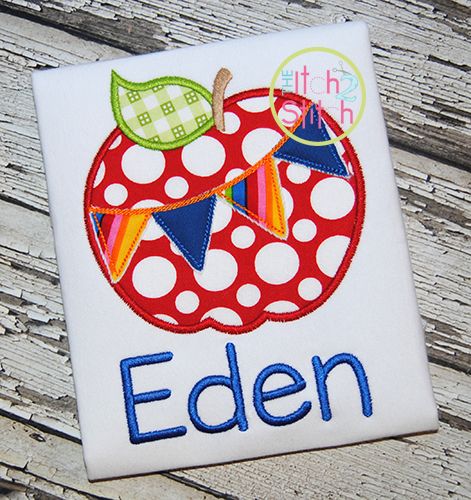 Apple Pennant Applique | Machine Embroidery Designs by JuJu