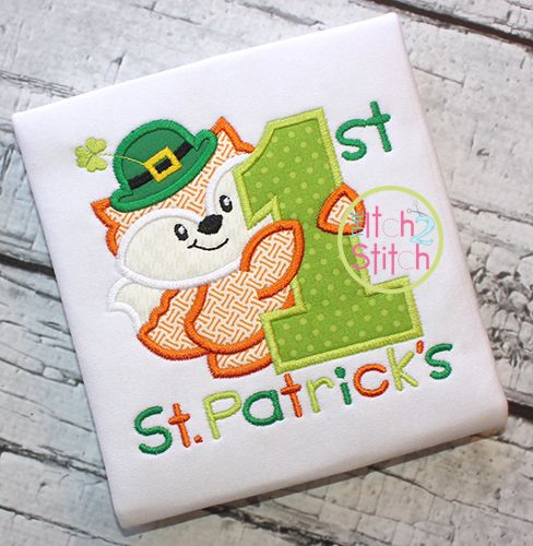 First St Patrick's Fox Applique | Machine Embroidery Designs by JuJu