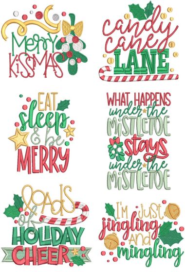 Christmas Word Art 11 Machine Embroidery Designs by JuJu
