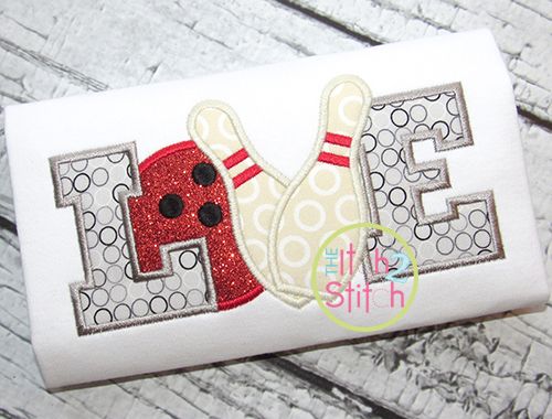 Bowling Love Applique | Machine Embroidery Designs by JuJu