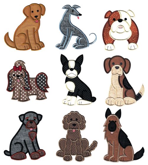 Top Dog Applique Set 2 Machine Embroidery Designs by JuJu