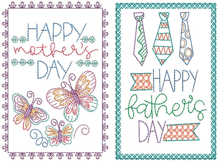 Mother's Father's Day Greeting Cards | Machine Embroidery Designs by JuJu