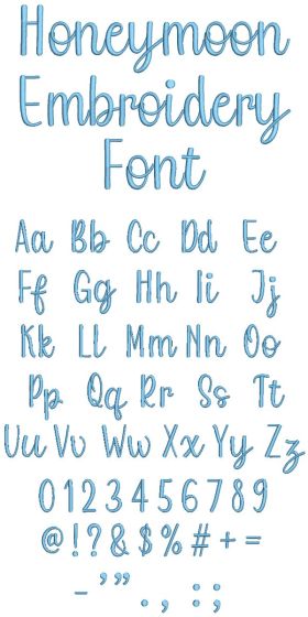 Honeymoon Embroidery Font | Machine Embroidery Designs by JuJu