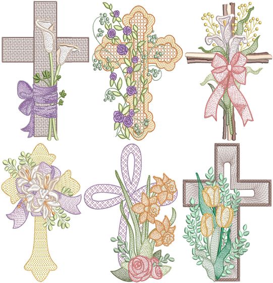 Elegant Easter Crosses | Machine Embroidery Designs by JuJu