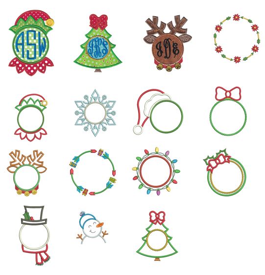 Christmas Monogram Frames Machine Embroidery Designs by JuJu