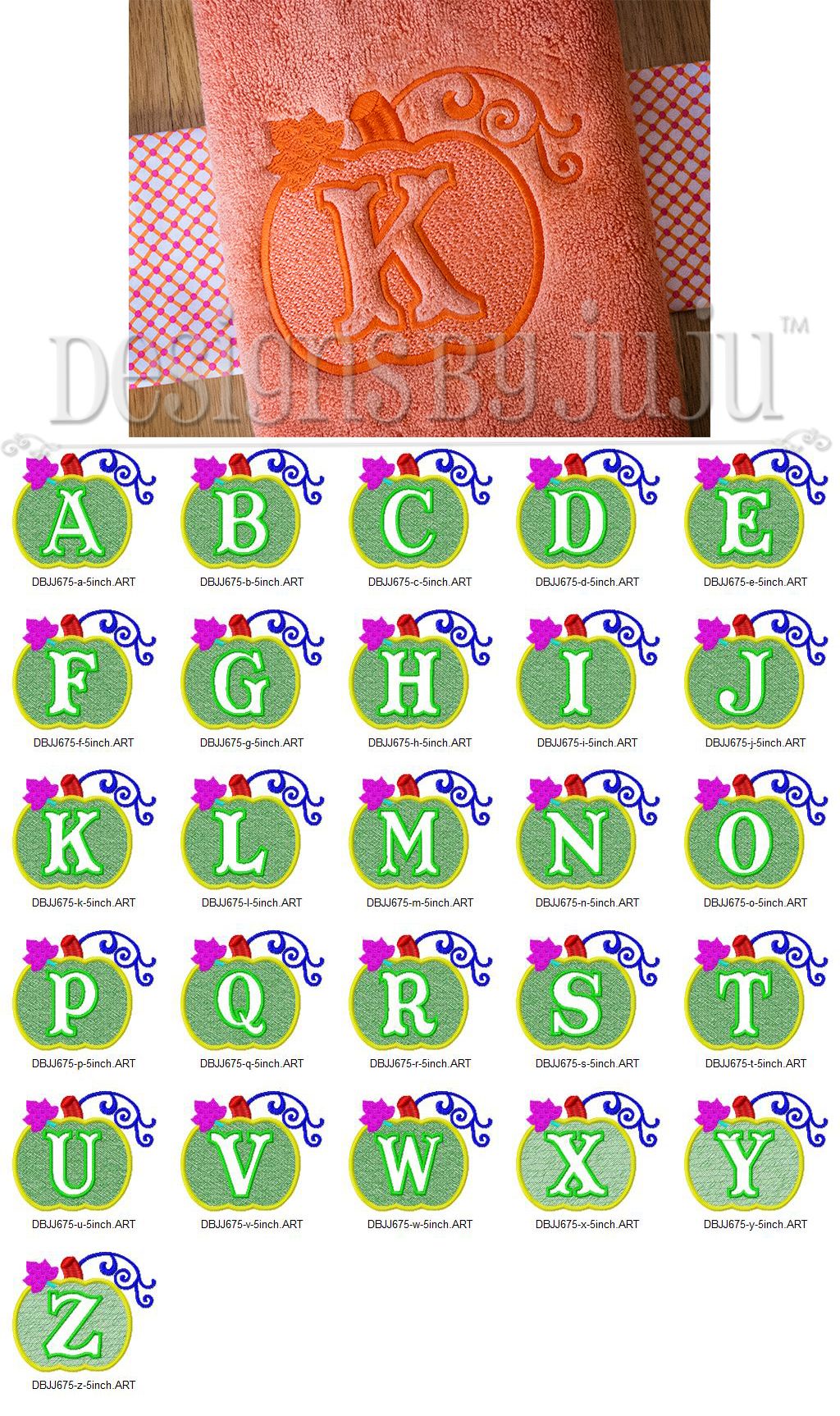 Embossed Pumpkin Monogram Alphabet