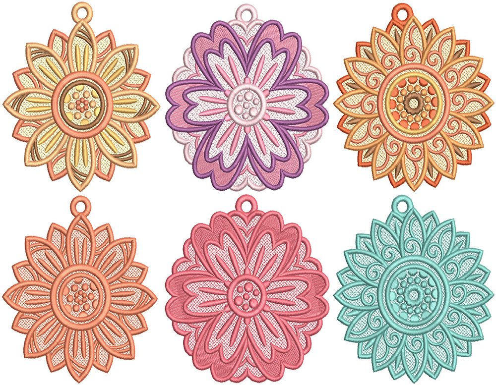 Free Standing Lace Flowers 3  Machine Embroidery Designs by JuJu