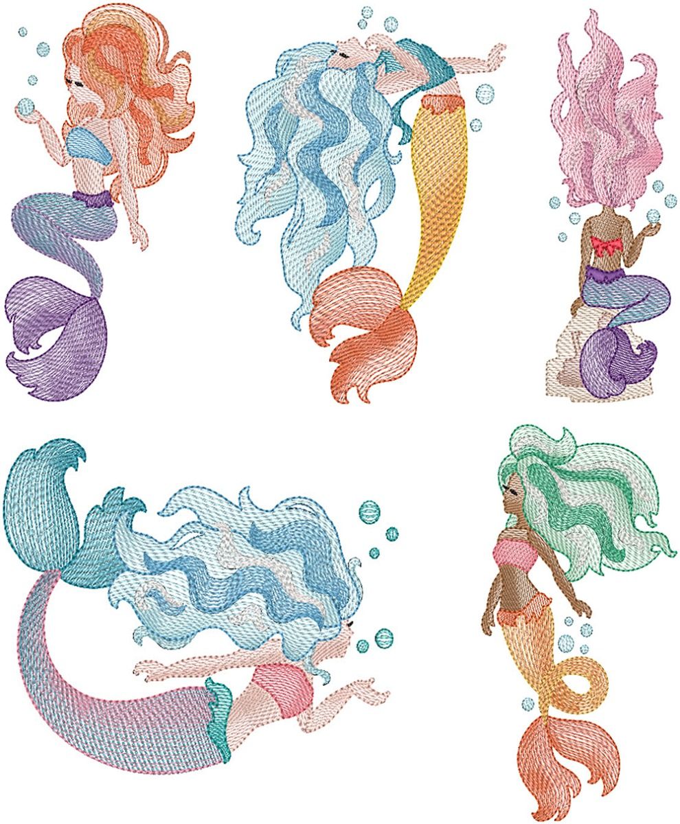 Mermaid Wishes - Hand Stitch Embroidery Transfer Pattern