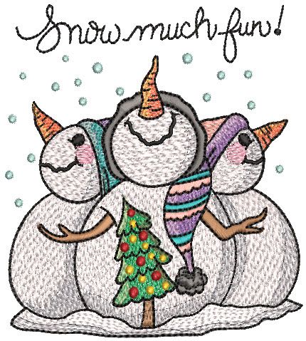 Skating Snowman Quilt Block - Instant Downloadable Machine Embroidery -  Light Fill Stitch