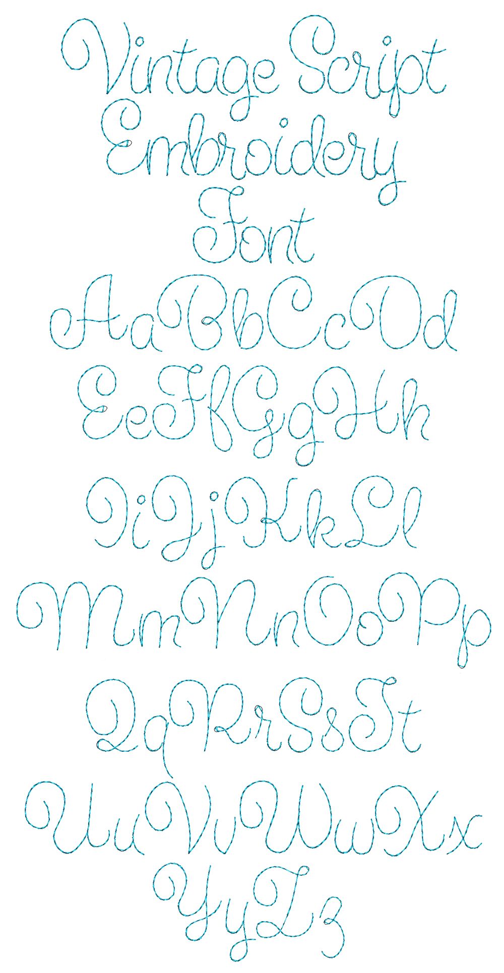 Edwardian Machine Embroidery Font Monogram Alphabet Cursive 