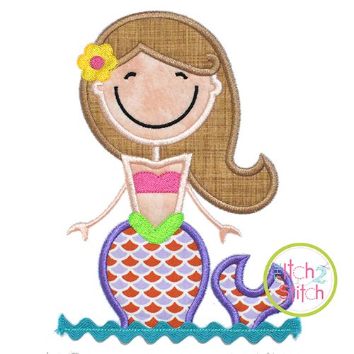 Sweet Mermaids Sketch Machine Embroidery Designs by JuJu