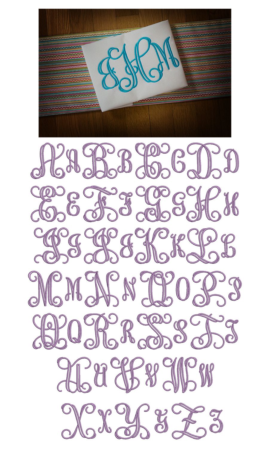 P and S 6 Two-letter Monogram Machine Embroidery Design in 5 Sizes for 4 X  4 and 5 X 7 Hoops 