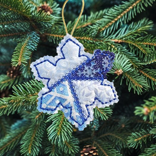 Christmas ornament with birds ITH embroidery design - heart-shaped