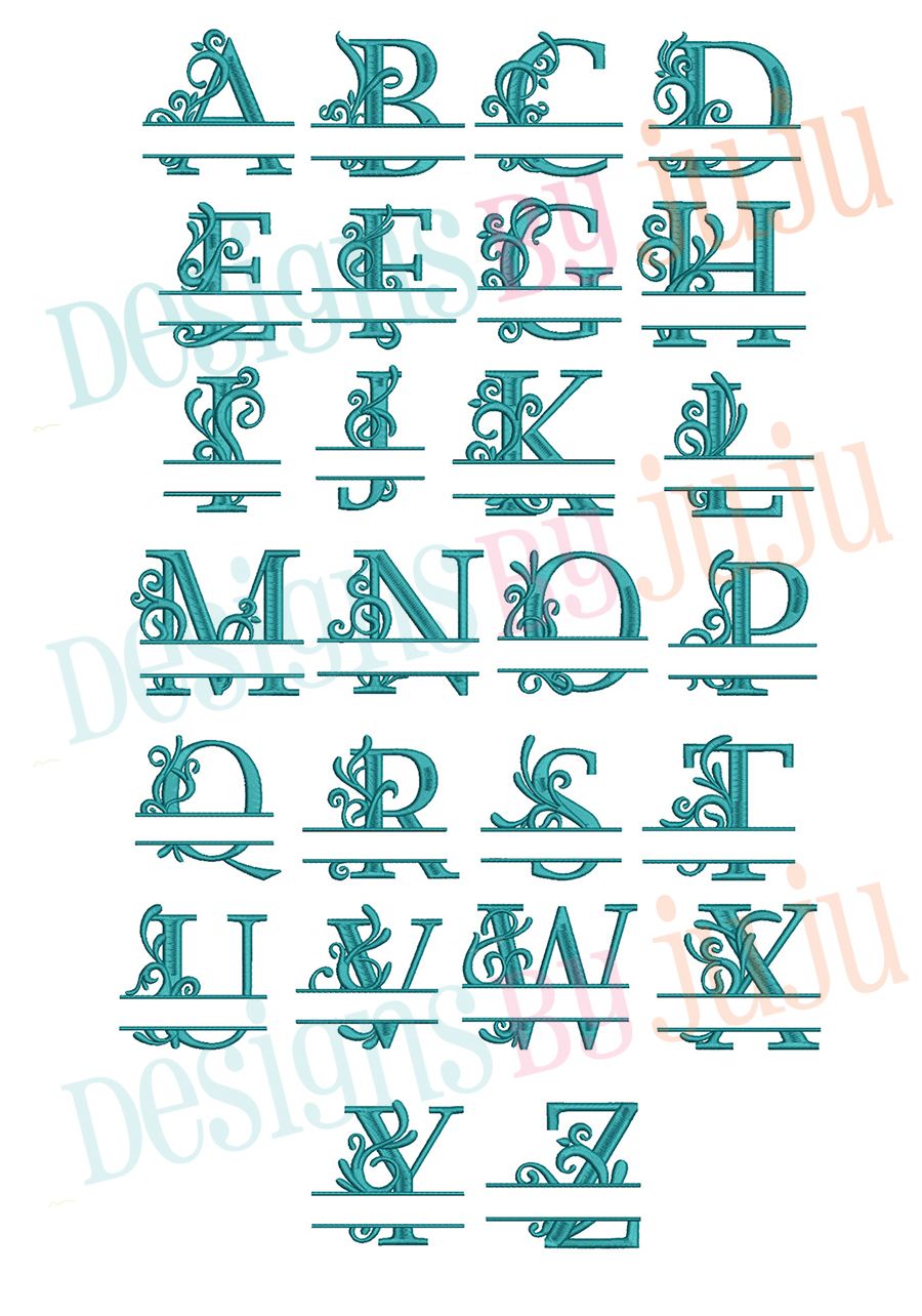 P and S 5 Two-letter Monogram Machine Embroidery Design in 5 Sizes