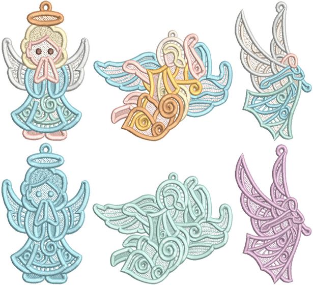 Free Standing Lace Angels 2 | Machine Embroidery Designs by JuJu