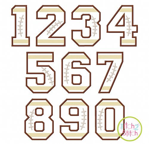 Football Numbers Applique Set | Machine Embroidery Designs by JuJu