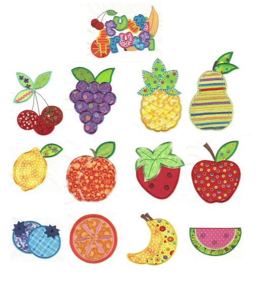 Tutti Frutti Applique Machine Embroidery Designs by JuJu 