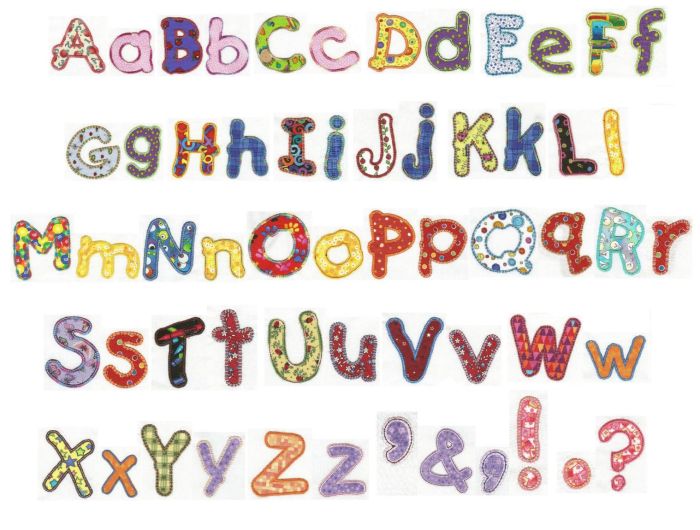 Kids Alphabet Applique Machine Embroidery Designs by JuJu 