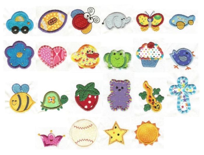 Itty Bitty Applique Machine Embroidery Designs by JuJu 