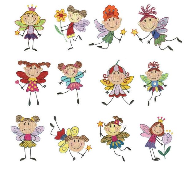 Meet the Stix Fairies Machine Embroidery Designs by JuJu