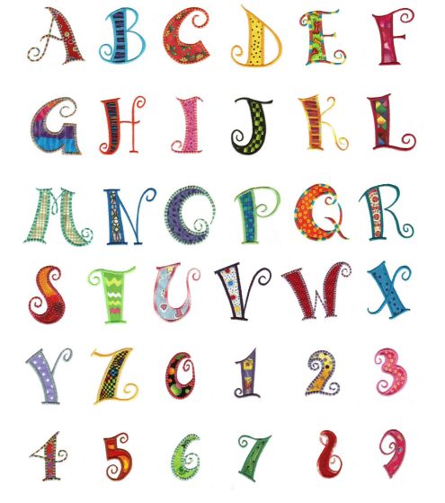 Curly Q Alphabet Applique Machine Embroidery Designs by JuJu 