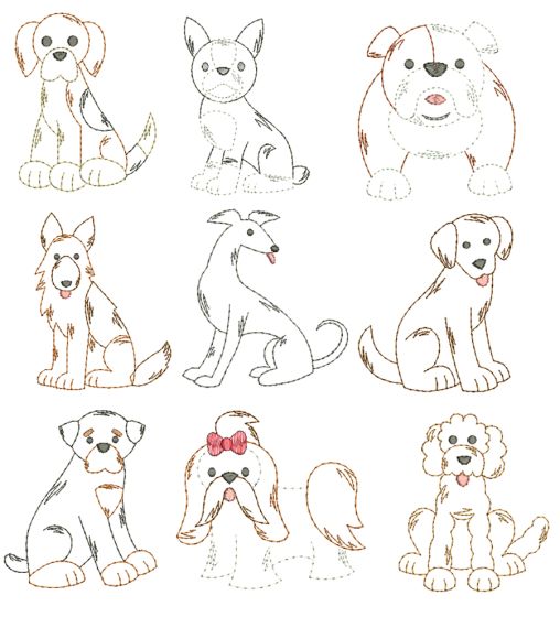 Top Dogs Vintage Stitch Set 2 Machine Embroidery Designs by JuJu
